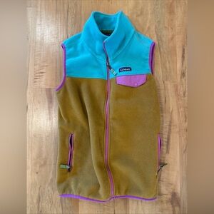 VTG Patagonia Snap-T Zip Synchilla Fleece Vest Color Block Womens L *RARE*